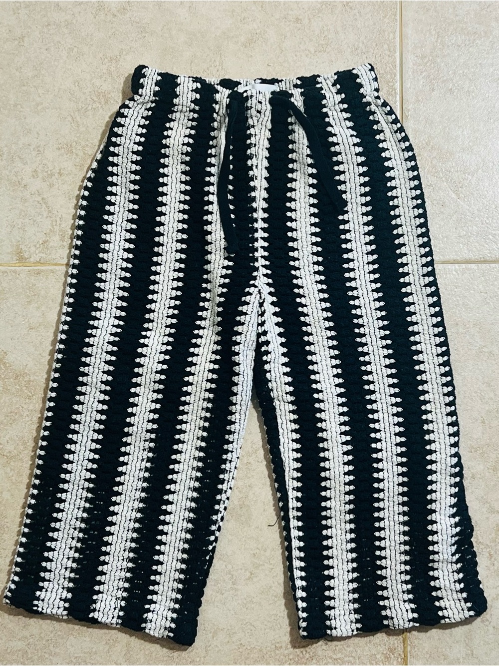 Cotton On Black and White Crochet Knit Kids Pants
